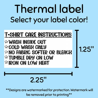 T-shirt Care Instructions - Thermal Label