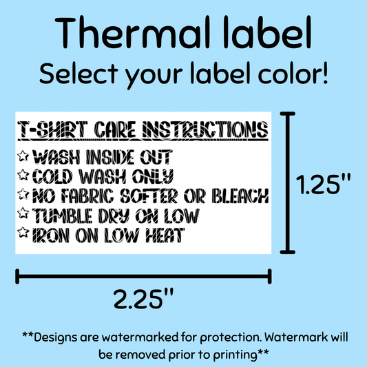 T-shirt Care Instructions - Thermal Label